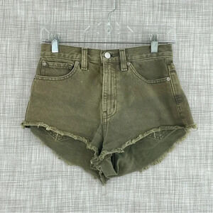 BDG Womens Size 25 High Rise Cheeky Jean shorts raw hem 2338
